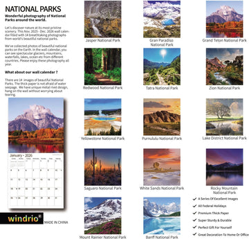 National Parks 2026 Wall Calendar 12 x 24 product photo 3