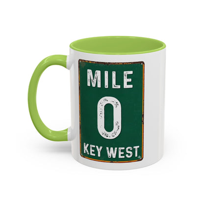 Key West Mile 0 Coffee Mug – Retro Road Sign Accent Mug
