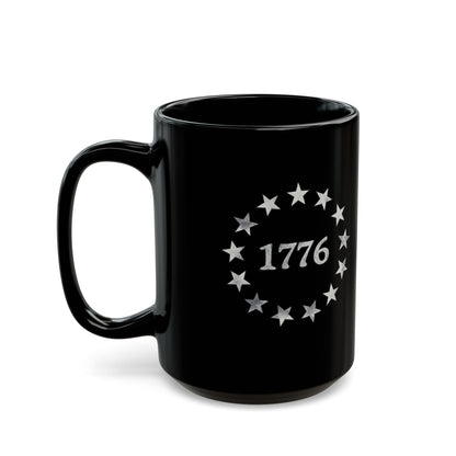 1776 Stars Circle Black Coffee Mug 15oz