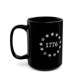 1776 Stars Circle Black Coffee Mug 15oz