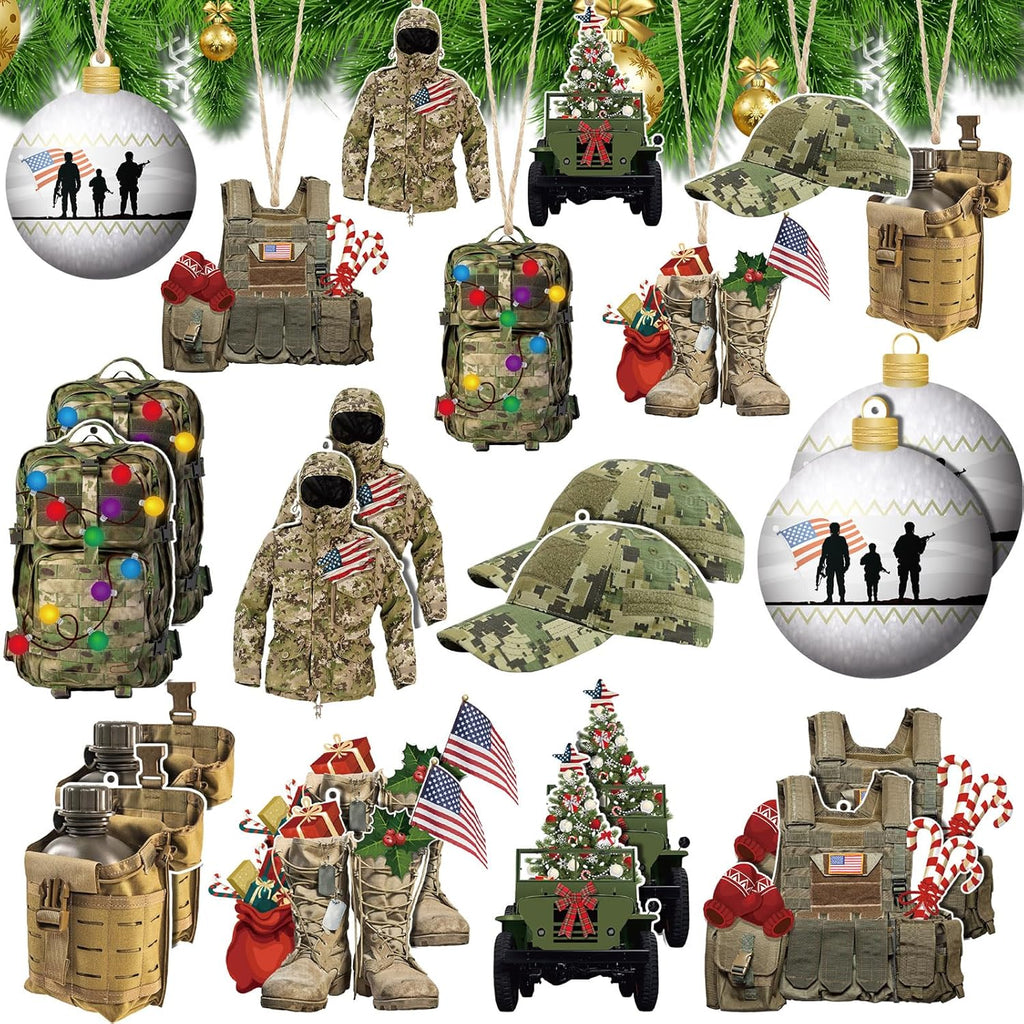 24 Pcs Army Ornaments for Christmas Tree Military Christmas Decorations main product photo