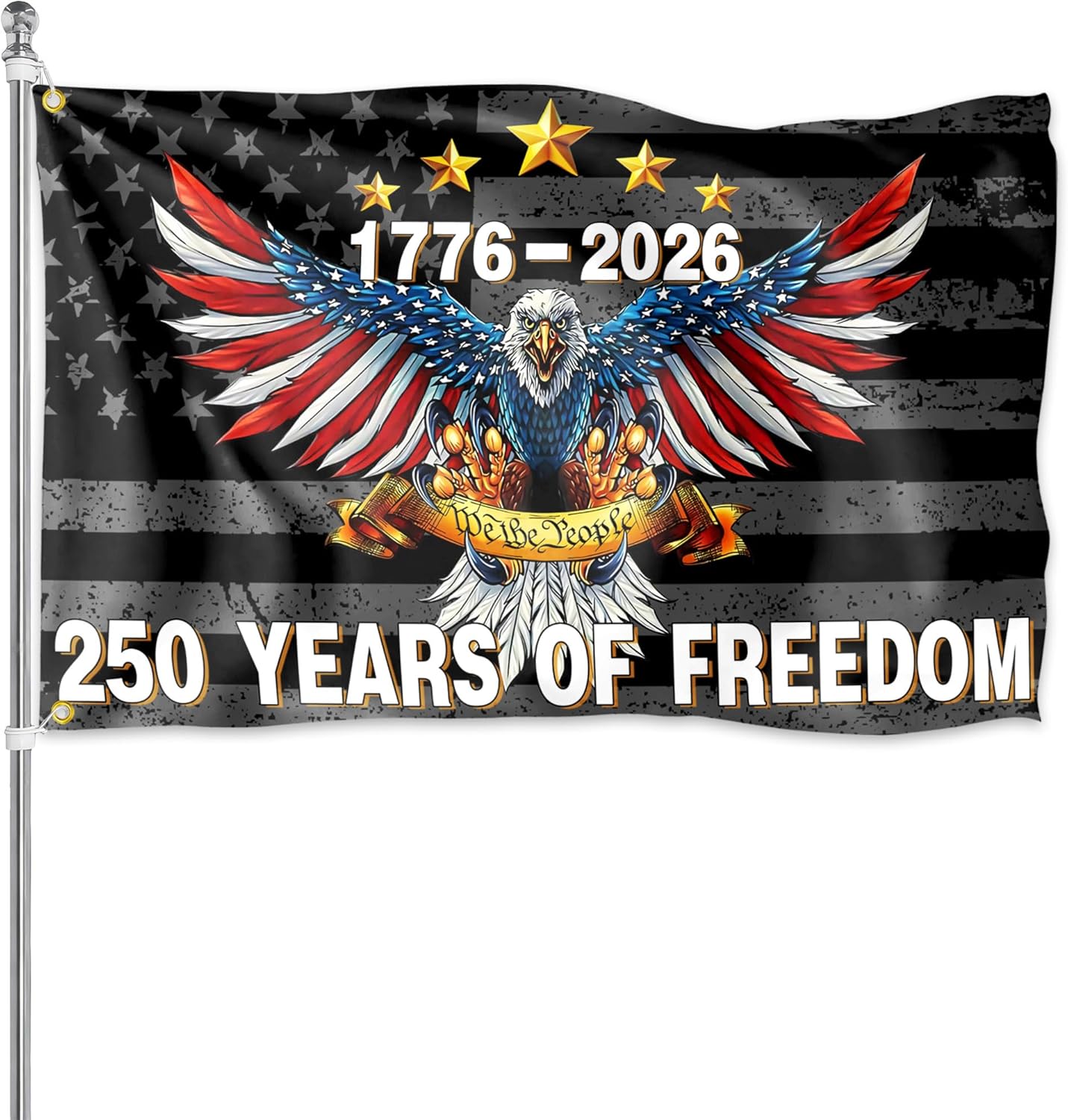 1776-2026 Bald Eagle 250 Years of Freedom American Flag 3x5