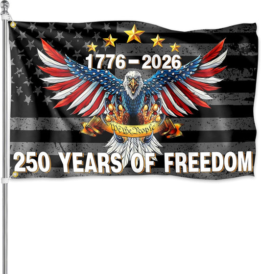 1776-2026 Bald Eagle 250 Years of Freedom American Flag 3x5