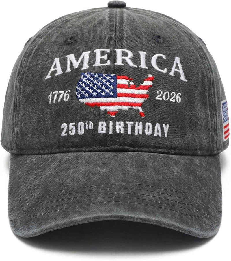 America 1776 2026 Flag USA Pattern 250th Birthday Embroidered Hat product photo