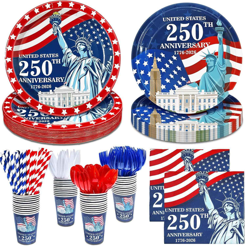 Statue of Liberty USA 4th of July Paper Plates Cups Silverware product photo