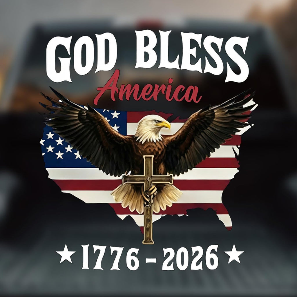 God Bless America 1776 2026 Car Window Decal product photo