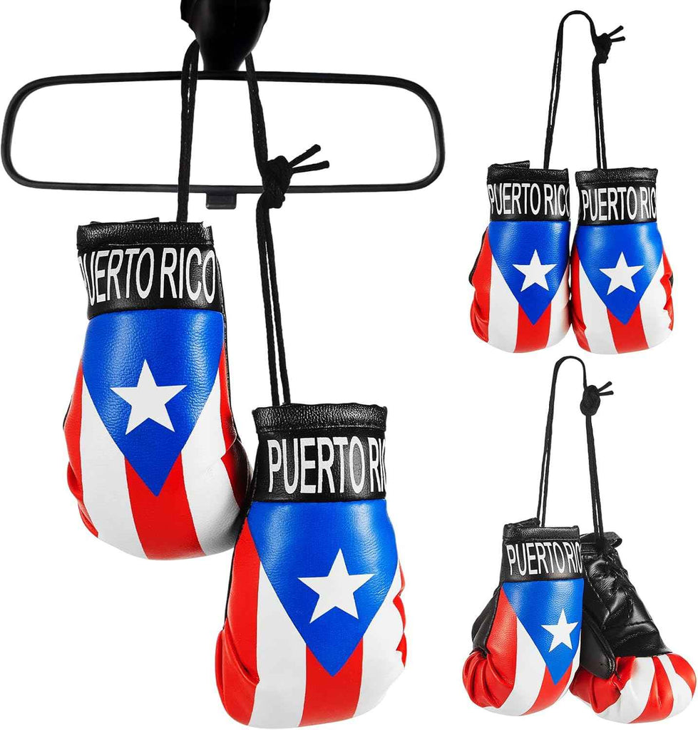 Puerto Rico Flag Mini Boxing Gloves for Car Rear View Mirror product photo