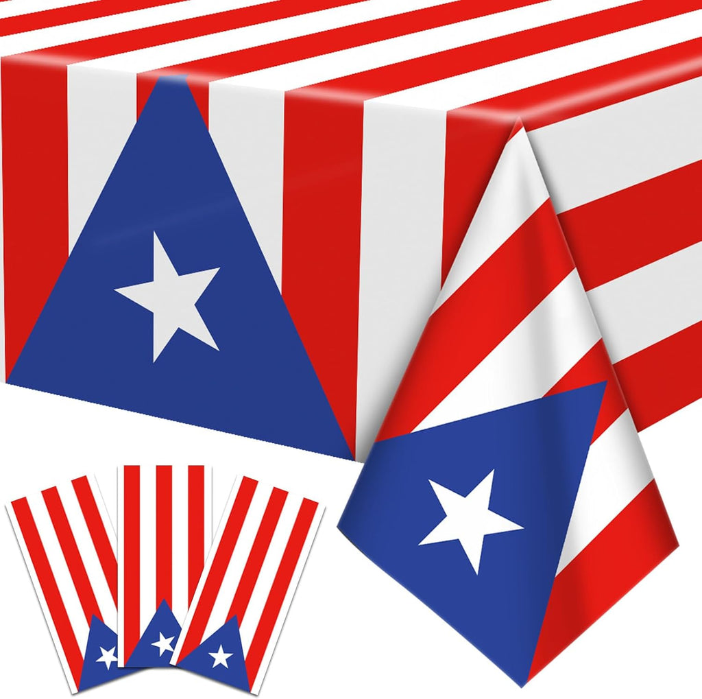 3 Pack Puerto Rico Flag Plastic Tablecloths 54 x 108 Inches product photo