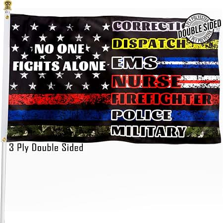 3 x 5 ft Multi-Line First Responder American Flag with Yellow Line product photo