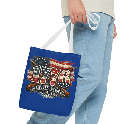 1776 'Live Free or Die' Patriotic Tote Bag