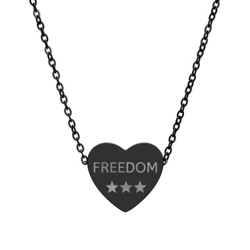 Engraved Freedom Heart Necklace — Patriotic Stainless / Silver Pendant