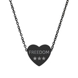 Engraved Freedom Heart Necklace — Patriotic Stainless / Silver Pendant