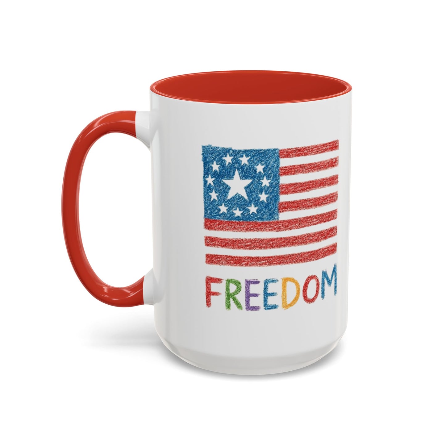 Kids Crayon Drawing Freedom - American Flag Coffee Mug