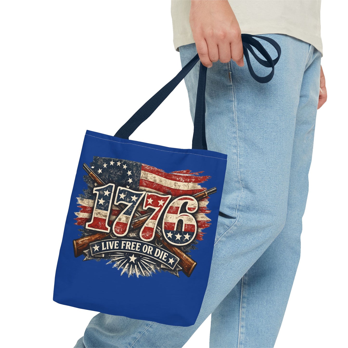 1776 'Live Free or Die' Patriotic Tote Bag