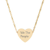 Engraved We The People Heart Necklace — Patriotic Stainless / Silver Pendant