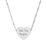 Engraved We The People Heart Necklace — Patriotic Stainless / Silver Pendant