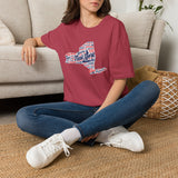 New York State Word Map T-Shirt — Patriotic NY Cities Typography Tee