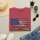 National Parks American Flag T-Shirt — Vintage US Parks List Tee (Yellowstone, Zion, Glacier, Big Bend)