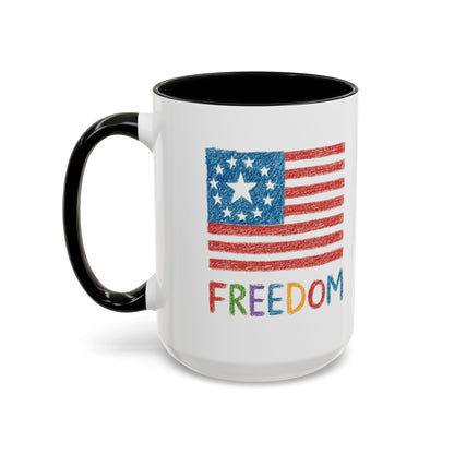 Kids Crayon Drawing Freedom - American Flag Coffee Mug
