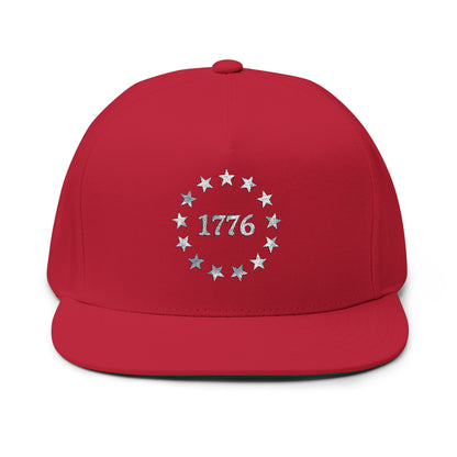 1776 Stars Embroidered Flat Bill Snapback Hat