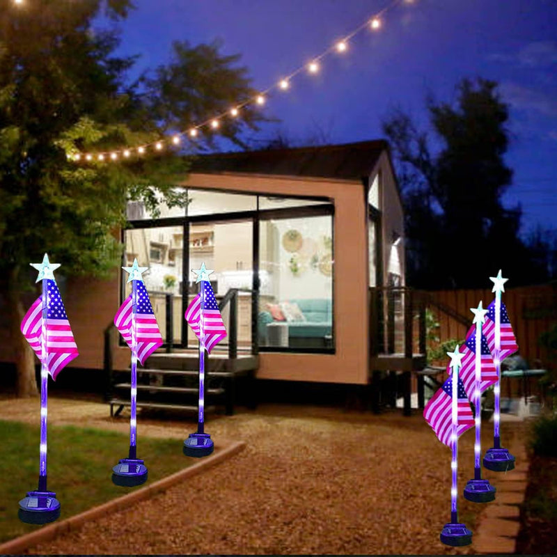 American Flag Solar Lawn Lights Patriotic Christmas Pack of 4 main product photo