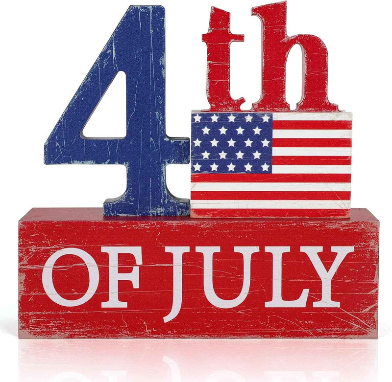 4th of July Decoration Patriotic Wooden Blocks product photo