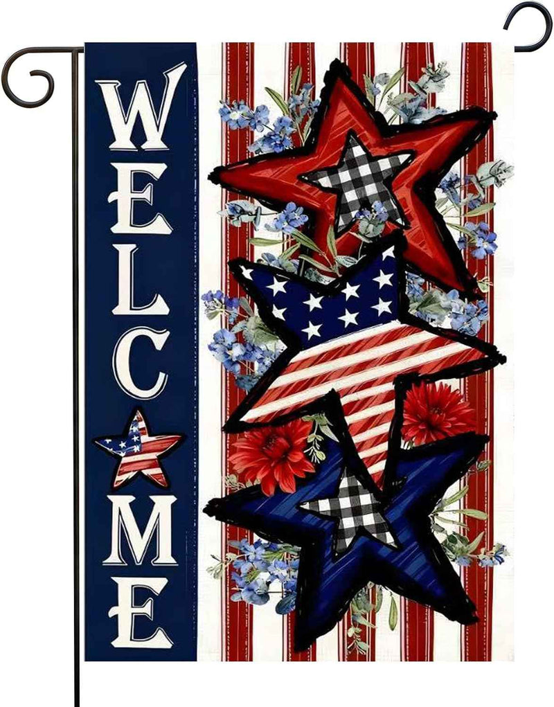 Welcome Stars and Stripes Summer Garden Flag 12x18 Inch main product photo