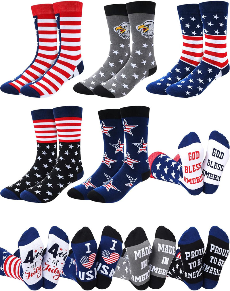 5 Pairs American Flag Socks for Men USA Patriotic Stars Stripes Crew Socks main product photo