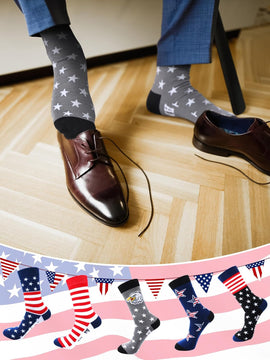 5 Pairs American Flag Socks for Men USA Patriotic Stars Stripes Crew Socks product photo 4