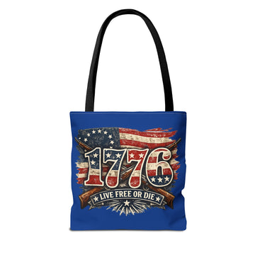 1776 'Live Free or Die' Patriotic Tote Bag