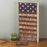 Rustic Pledge to The Flag Wooden Sign, 9 x 18-Inches