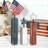 Red White and Blue Wooden Candle Decorations