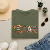 Texas Pattern T-Shirt — Western Cactus Cowhide & Serape Lettering