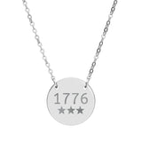 1776 Engraved Circle Necklace — Patriotic Pendant in Silver or Gold