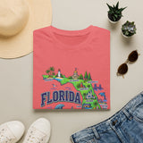 Florida Map T-Shirt — Illustrated State Landmarks & Coastal Icons