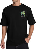 Aiyino Mens Malibu Vibe Palm Tree California Casual Short Sleeve T-Shirt | Perfect for Surf Travel Great for Beach Lovers West Coast Fans.