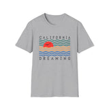 California Dreaming T-Shirt Sun and Colorful Waves