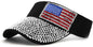 Sparkling Rhinestone American Flag Sun Visor Hat Flag Visor Bling Patriotic Hat for Women 4th July Black
