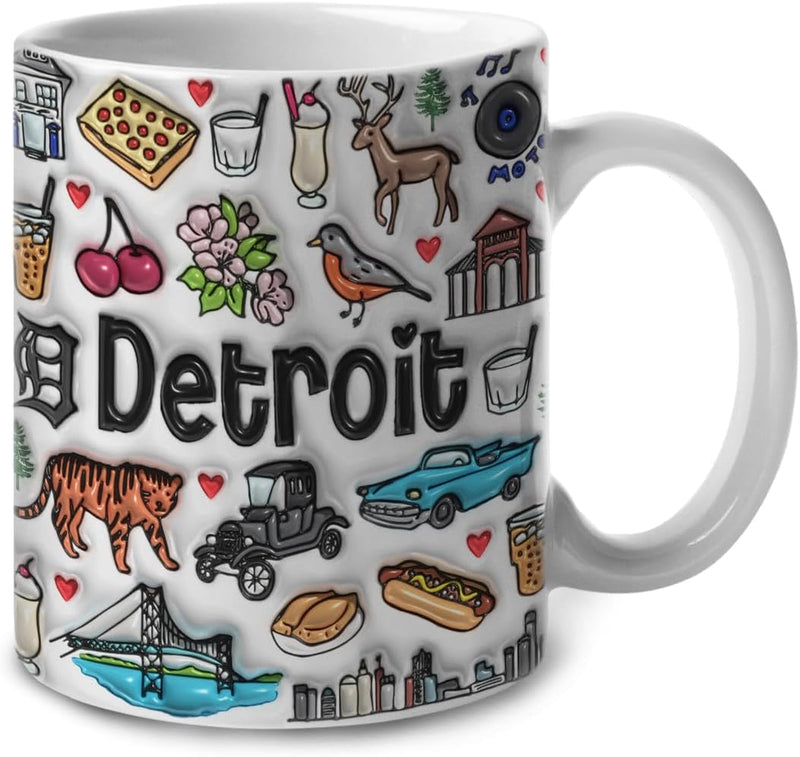 Colorful Detroit Ceramic Coffee Mug