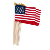 100 Pack Small American Flags on Stick, 4x6 Inch US HandHeld Stick Flags