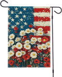 Poppy American Garden Flag 12x18 Inch Double Sided Outdoor Yard Patriotic Decorations for Presidents Memorial 4th of July Independence Labor Veterans and Election Garden Decor Flag