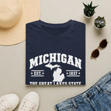 Michigan The Great Lakes State T-Shirt & Map & EST. 1837