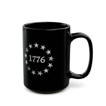 1776 Stars Circle Black Coffee Mug 15oz
