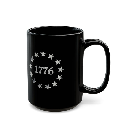 1776 Stars Circle Black Coffee Mug 15oz