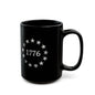 1776 Stars Circle Black Coffee Mug 15oz