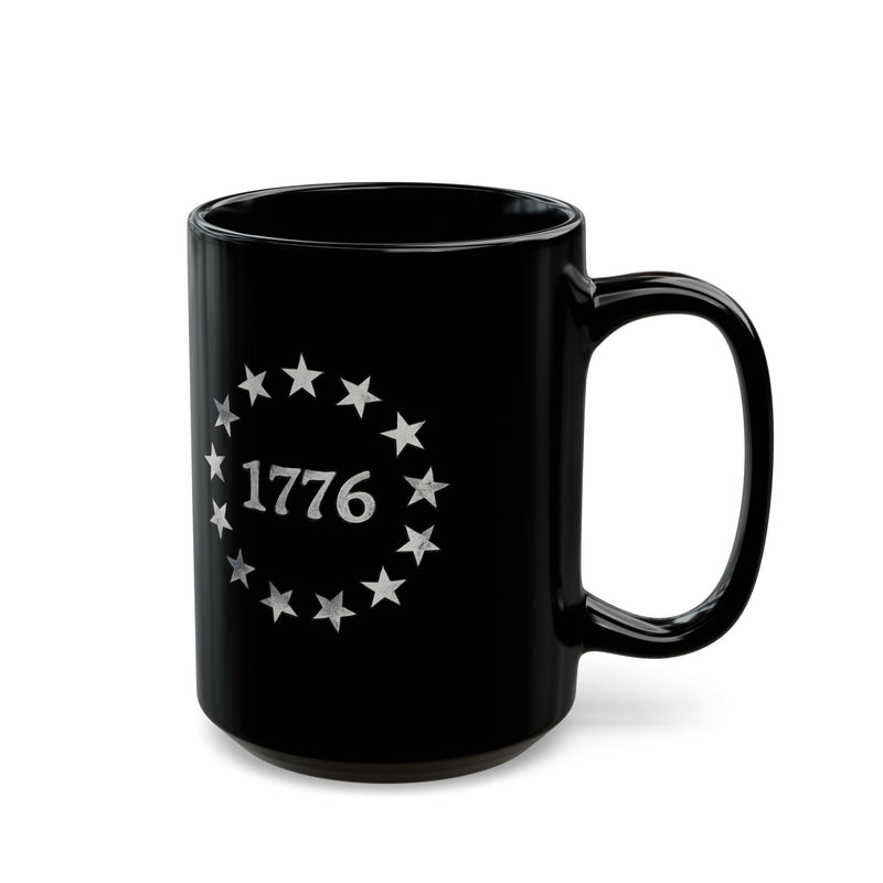 1776 Stars Circle Black Coffee Mug 15oz