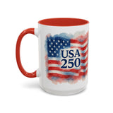 Watercolor America 250 Flag Coffee Mug
