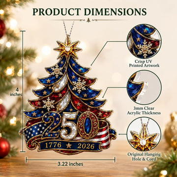 Christmas Ornaments, 250th Anniversary USA Merchandise, Patriotic Ornaments