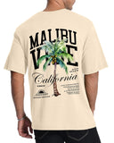 Aiyino Mens Malibu Vibe Palm Tree California Casual Short Sleeve T-Shirt | Perfect for Surf Travel Great for Beach Lovers West Coast Fans.