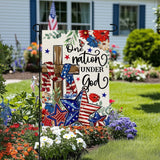 CROWNED BEAUTY 4th of July Garden Flag Patriotic Cross Double Sided 12x18 Inches Small Burlap Holiday Welcome Yard Porch Decoration for Outside CF1829-12